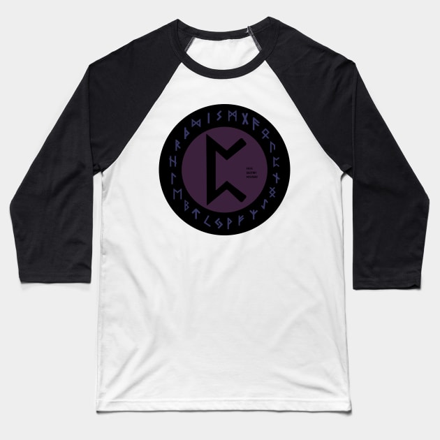 Purple Perdhro Elder Futhark Rune Symbol Baseball T-Shirt by DepicSpirit